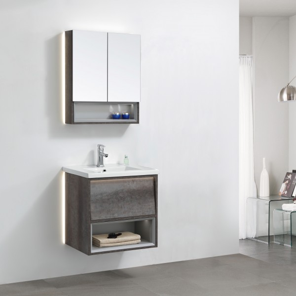 Set VULCANO Mobile Bagno sospeso con cassetto e due ante con lavabo 60 cm