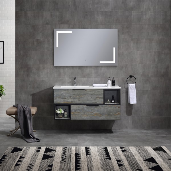 Set VOLTURNO Mobile Bagno sospeso con due cassettoni specchio led touch con  lavabo 120 cm