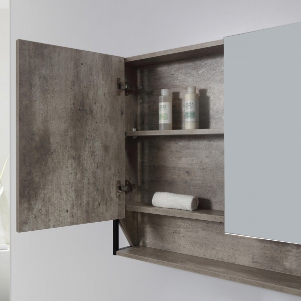 set mobile da bagno sospeso con cassetto e due ente dettaglio anta aperta
