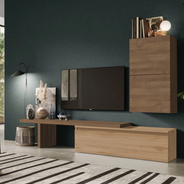 parete attrezzata in legno 260x40x190h modello modula Totò Piccinni