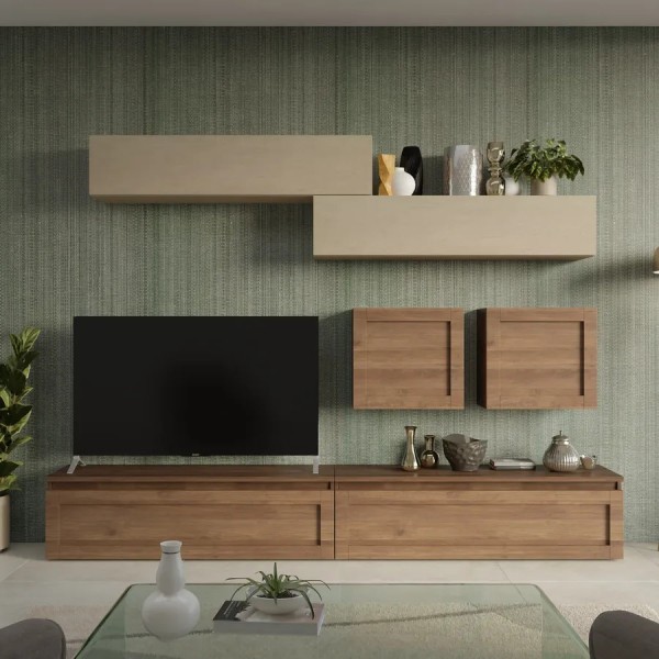 parete attrezzata in legno 279x40x190h modello modula totò piccinni