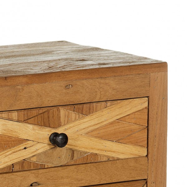 Dettaglio Comodino camera da letto in legno di Teak con 1 cassetto ed 1 anta modello Steppa Totò Piccinni