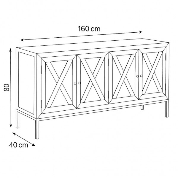 Specifica dimensioni Madia in legno di Teak con 4 ante modello Steppa Totò Piccinni