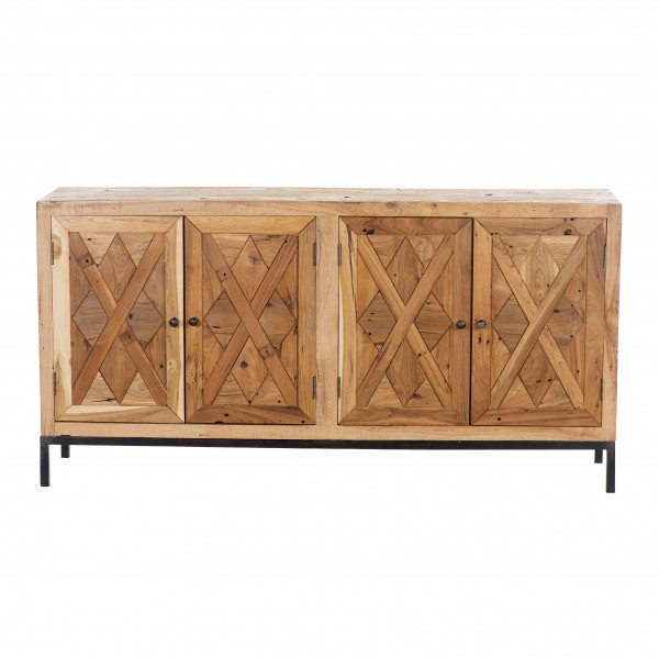 Vista frontale Madia in legno di Teak con 4 ante modello Steppa Totò Piccinni