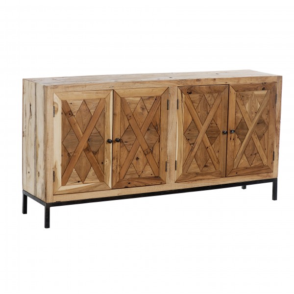 Vista diagonale Madia in legno di Teak con 4 ante modello Steppa Totò Piccinni
