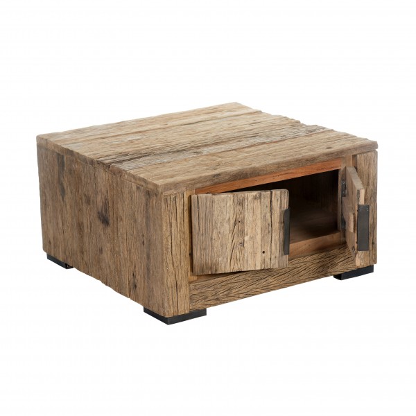 Vista diagonale Tavolino design in legno di Deriva con 2 ante modello Duna Totò Piccinni