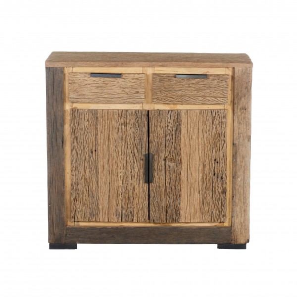 Vista frontale Credenza design  in legno di Deriva con 2 ante e 2 cassetti modello Duna Totò Piccinni