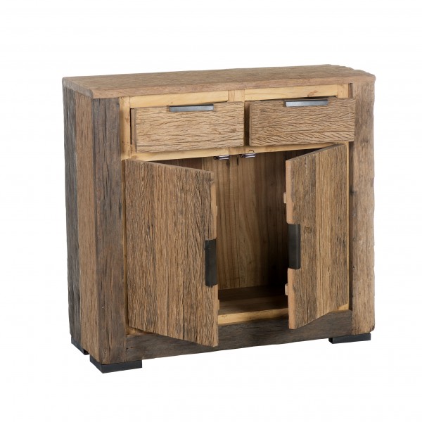Vista diagonale Credenza moderna in legno di Deriva con 2 ante e 2 cassetti modello Duna Totò Piccinni