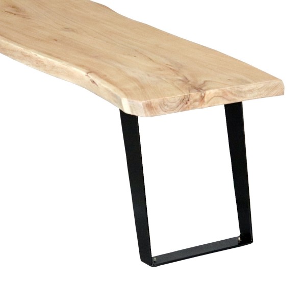 Dettaglio Panca in legno D'Acacia con gambe in ferro modello Savana Totò Piccinni