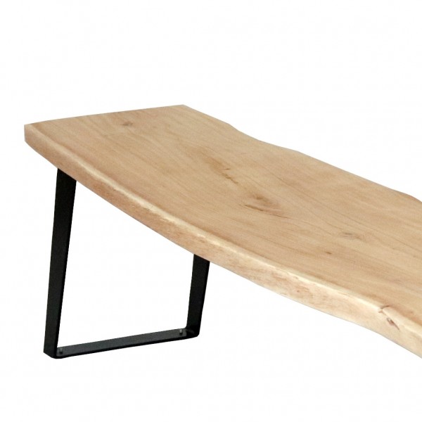 Dettaglio Panca in legno D'Acacia con gambe in ferro modello Savana Totò Piccinni