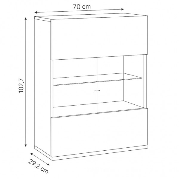 Specifica dimensioni Pensile sospeso in legno colore "Bianco Laccato/Rovere Miele" con 1 anta in vetro modello Orbis Totò Piccinni