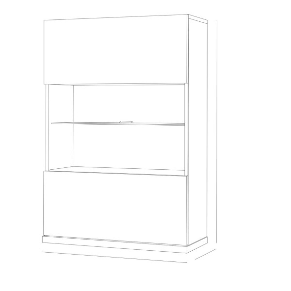 Specifica dimensioni Pensile  in legno colore "Bianco Laccato/Rovere Miele" con 1 anta in vetro modello Orbis Totò Piccinni
