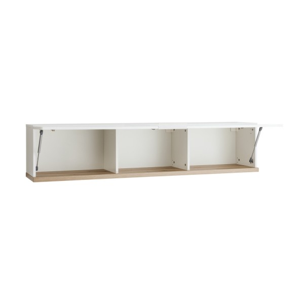 Mobile pensile  in legno colore "Bianco Laccato/Rovere Riviera" con 1 ribalta modello Orbis Totò Piccinni