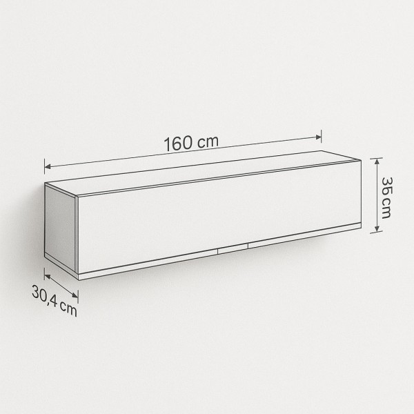 Specifica dimensioni Pensile in legno colore "Bianco Laccato/Rovere Riviera" con 1 ribalta modello Orbis Totò Piccinni