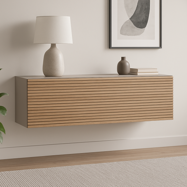 vista ambientata Pensile 1 Ribalta Cashmere/Rovere Cannettato Modello Mandala Totò Piccinni