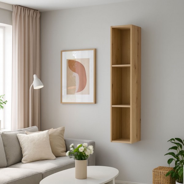 Vista ambientata Pensile in legno colore Rovere Artisn con 3 vani modello Orbis Totò Piccinni