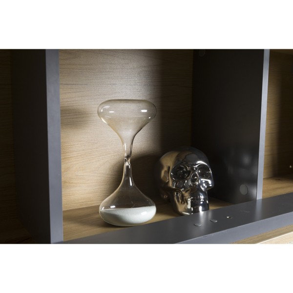 Dettaglio ripiano Pensile in legno colore "Grigio Titanio/Rovere Miele" con 1 ribalta modello Lumen Totò Piccinni