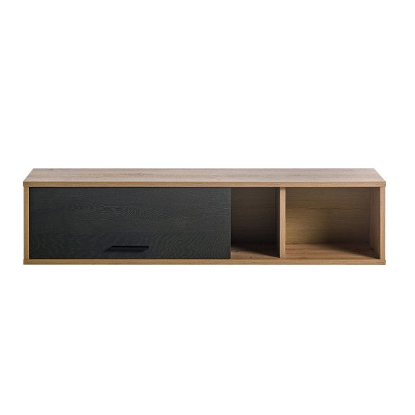 Pensile con ribalta in legno colore "Nero Chalet/Rovere Miele" 1 ribalta e 1 vano modello Kroma Totò Piccinni