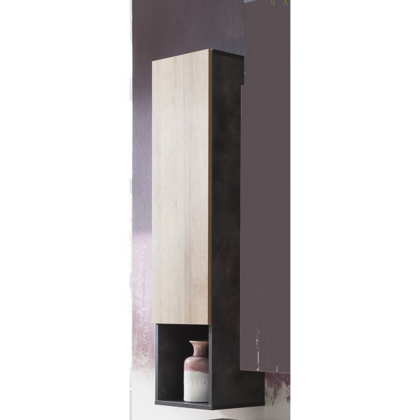 Vista ambientata Pensile in legno colore "Rovere/Grigio Antracite" 1 anta e 1 vano modello Nova Totò Piccinni
