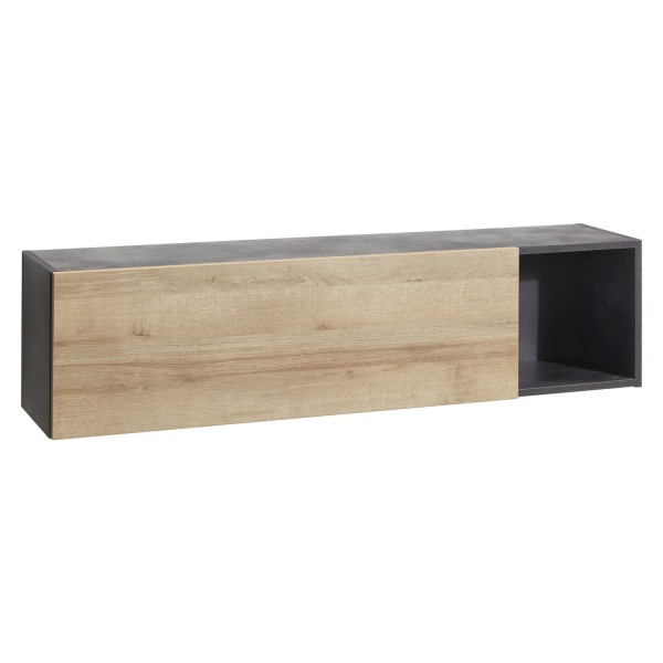 Vista diagonale Pensile da parete in legno colore "Rovere/Grigio Antracite" 1 anta e 1 vano modello Nova Totò Piccinni