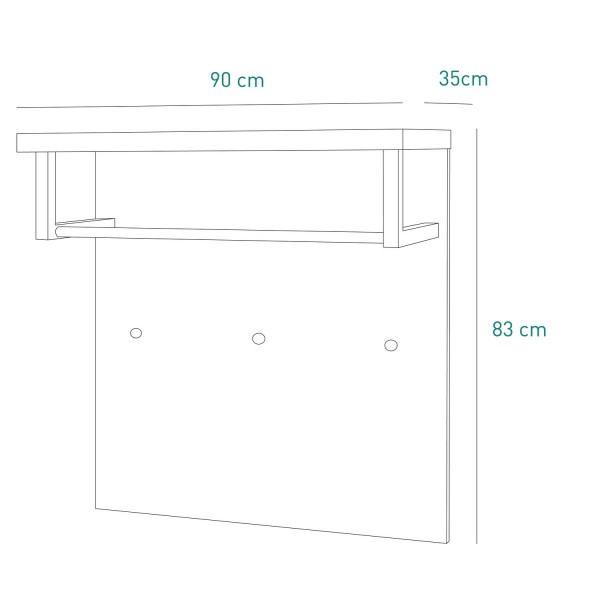 Specifica dimensioni Appendiabiti in legno colore "Cemento/Rovere Invecchiato" con 3 ganci modello Sylva Totò Piccinni