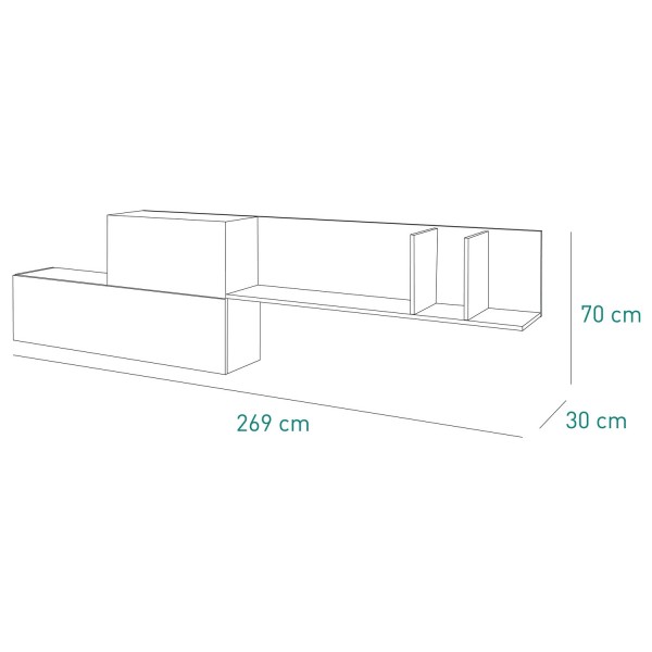 Specifica dimensioni Pensile Pensile in legno colore "Rovere Miele/Nero Chalet" con 3 vani e 3 ribalte modello Kroma Totò Piccinni