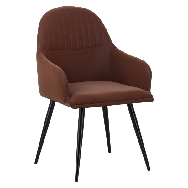 sedia imbottita in similpelle con gambe in metallo 