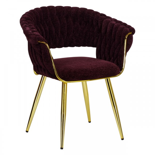 poltroncina relax in ciniglia vellutata imbottita con gambe in metallo