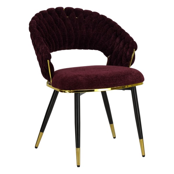 poltroncina relax in ciniglia vellutata imbottita con gambe in metallo