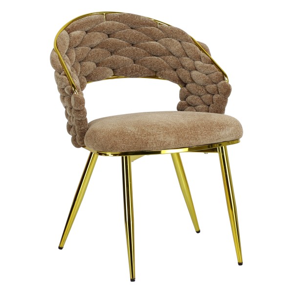 poltroncina da salotto in ciniglia vellutata imbottita con gambe in metallo