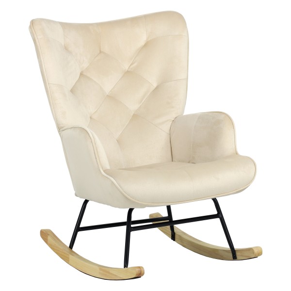 Poltrona Poltroncina a DONDOLO in velluto di Design (Velluto Beige)