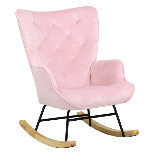 Poltrona A Dondolo Per Bambini - Design Morbido In Bouclette Con Piedi In Legno - Foto 8