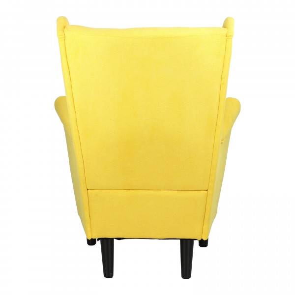 dettaglio posteriore dello schienale alto poltrona Lilibet Totò Piccinni colore giallo