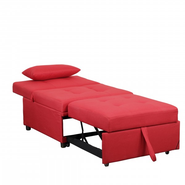 Poltrona Pouf Letto Singolo in Tessuto con Cuscino Abbinato Bordeaux arredocasa serafino PUFFO 