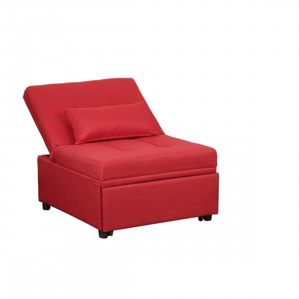 Poltrona letto pouf relax morbido imbottito HWC-E68 trasformabile tessuto grigio avorio