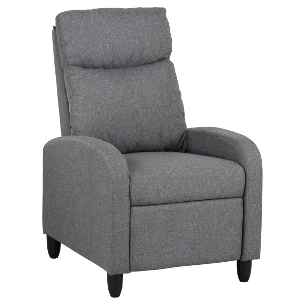Poltrona Reclinabile Relax Manuale Push Back, Imbottita con Poggiapiedi, in Tessuto Grigio - MADRID Totò Piccinni