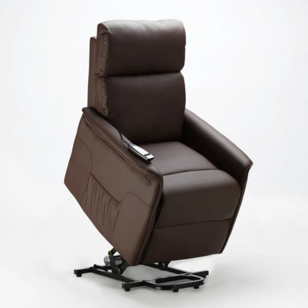 Poltrona Elettrica reclinabile alzapersona colore "similpelle marrone" modello Amalia Totò Piccinni
