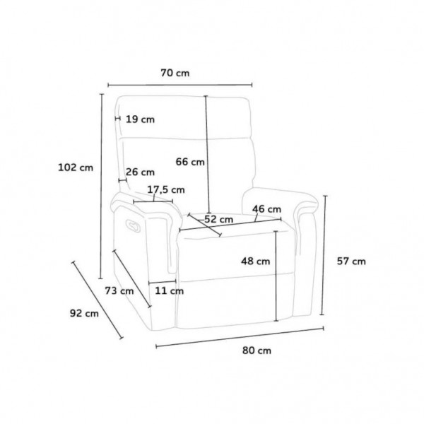 Specifica dimensioni Poltrona reclinabile manuale in similpelle colore "beige" modello Aurora Totò Piccinni