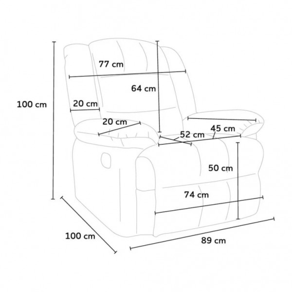 Specifica dimensioni Poltrona relax reclinabile manuale con 4 ruote in tessuto colore "beige" modello Maura Totò Piccinni