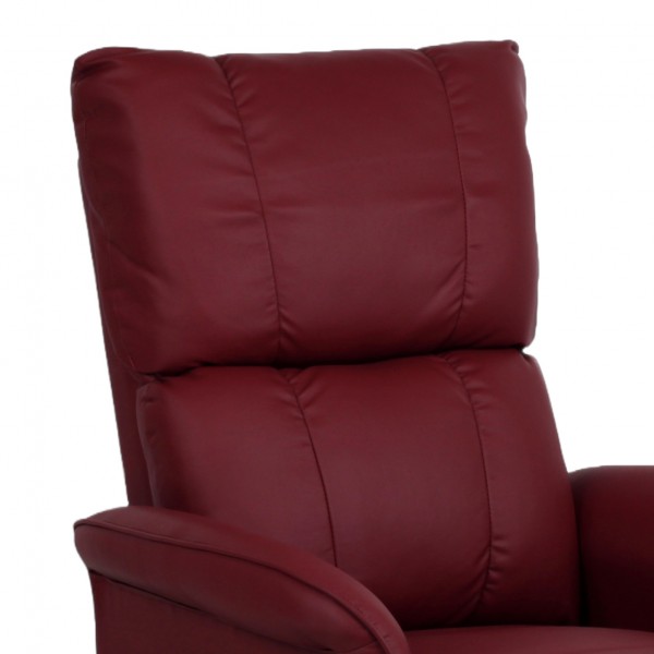 Poltrona Relax Totò Piccinni - Reclinabile Manuale, Ecopelle Bordeaux, Per Salotto E Soggiorno - Foto 9