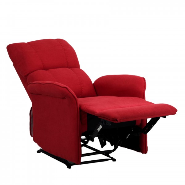 Poltrona Relax Mendler Arles II Con Massaggio, In Pelle Rossa, Altezza Regolabile 99-118 Cm, 8 Punti Massaggio, Telecomando