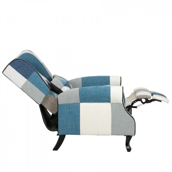 Poltrona Relax Reclinabile Totò Piccinni Con Poggiapiedi - Tessuto Patchwork, Design Comfort - Foto 5