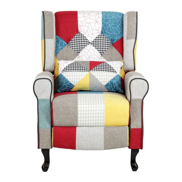 VidaXL Poltrona Relax Con Poggiapiedi In Tessuto Patchwork | Sedia Comoda Per Soggiorno E Camera Da Letto