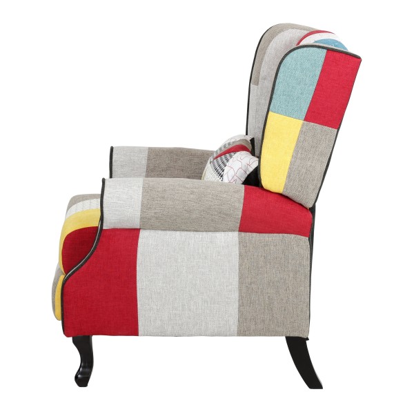 Poltrona Relax Patchwork Viken Nordik - Tessuto Morbido, Struttura Acciaio, Design Moderno | Per Soggiorno E Camera