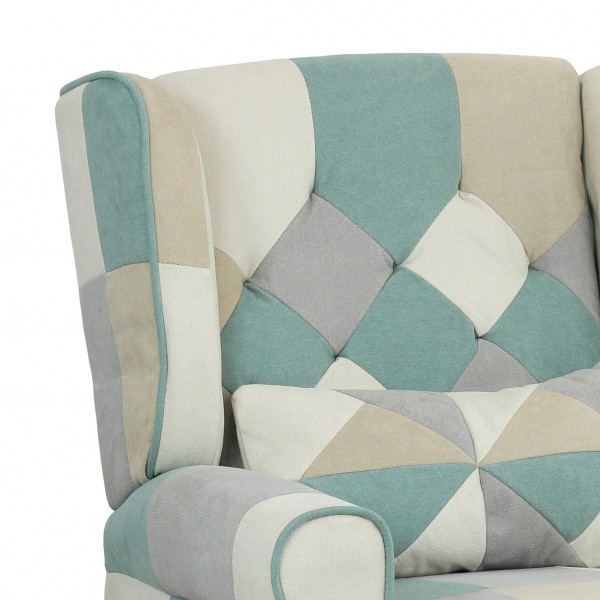 VidaXL Sedia Relax Con Sgabello E Braccioli In Tessuto Patchwork | Poltrona Comoda Con Poggiapiedi Per Soggiorno