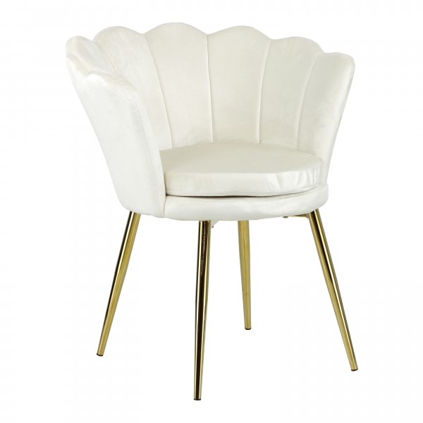 poltroncina in tessuti imbottita con gambe in oro