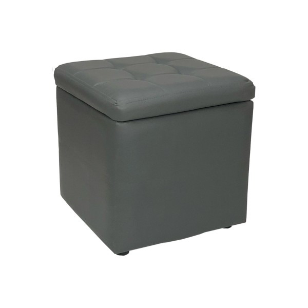 Pouf Contenitore Ecopelle Imbottito Capiente Grande Cubo Quadrato