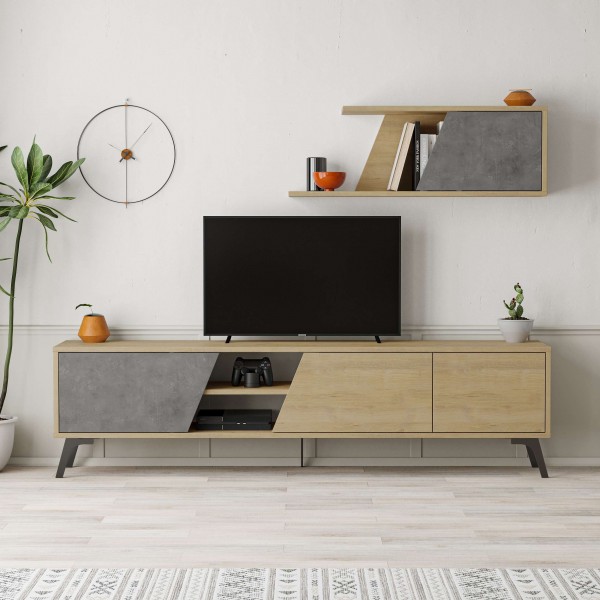 Parete TV con 3 ante e 2 vani con pensile modello LOFT Totò Piccinni