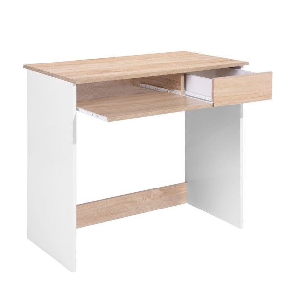 Scrivania Scrittoio DESK Porta Pc in Legno Bicolore Bianco Rovere