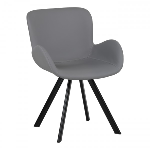 sedia imbottita in similpelle con gambe in metallo